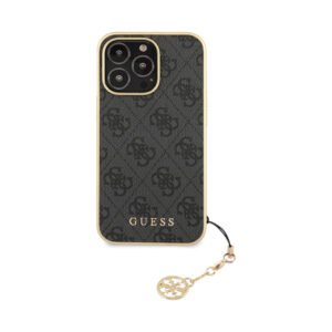 Coque iPhone 14 Pro Guess 4G Charms Collection grise — visuel 3
