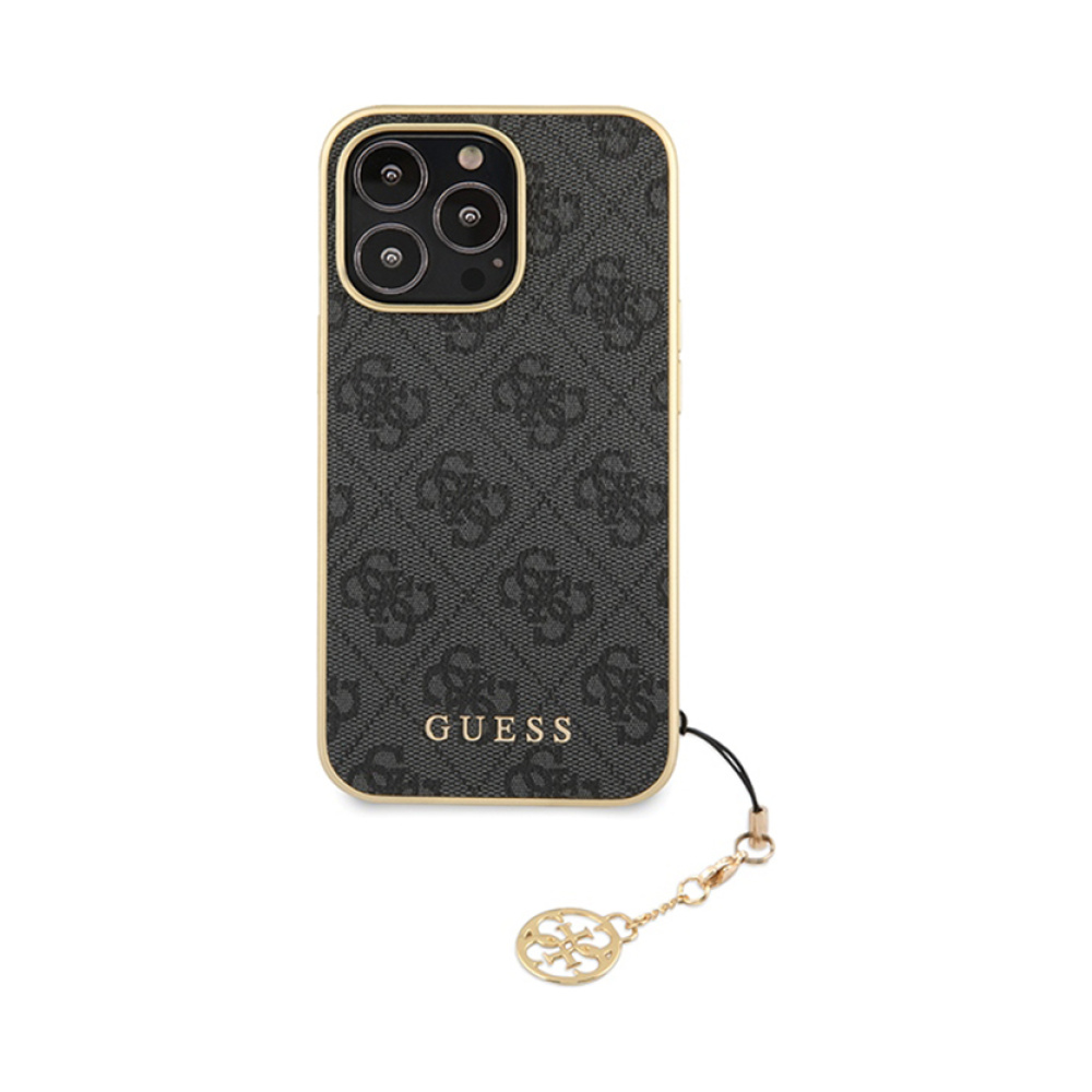 Coque iPhone 14 Pro Guess 4G Charms Collection grise — visuel 3