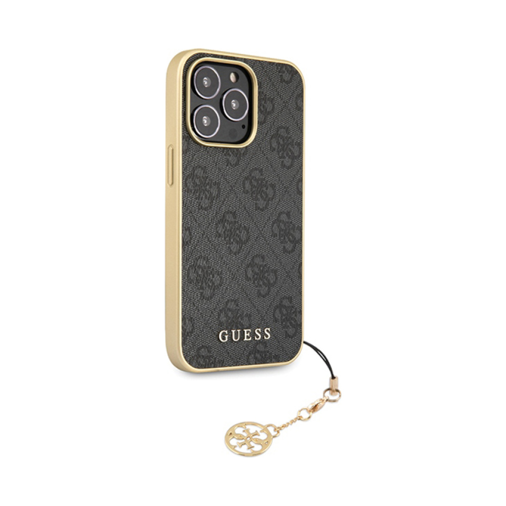 Coque iPhone 14 Pro Guess 4G Charms Collection grise — visuel 4