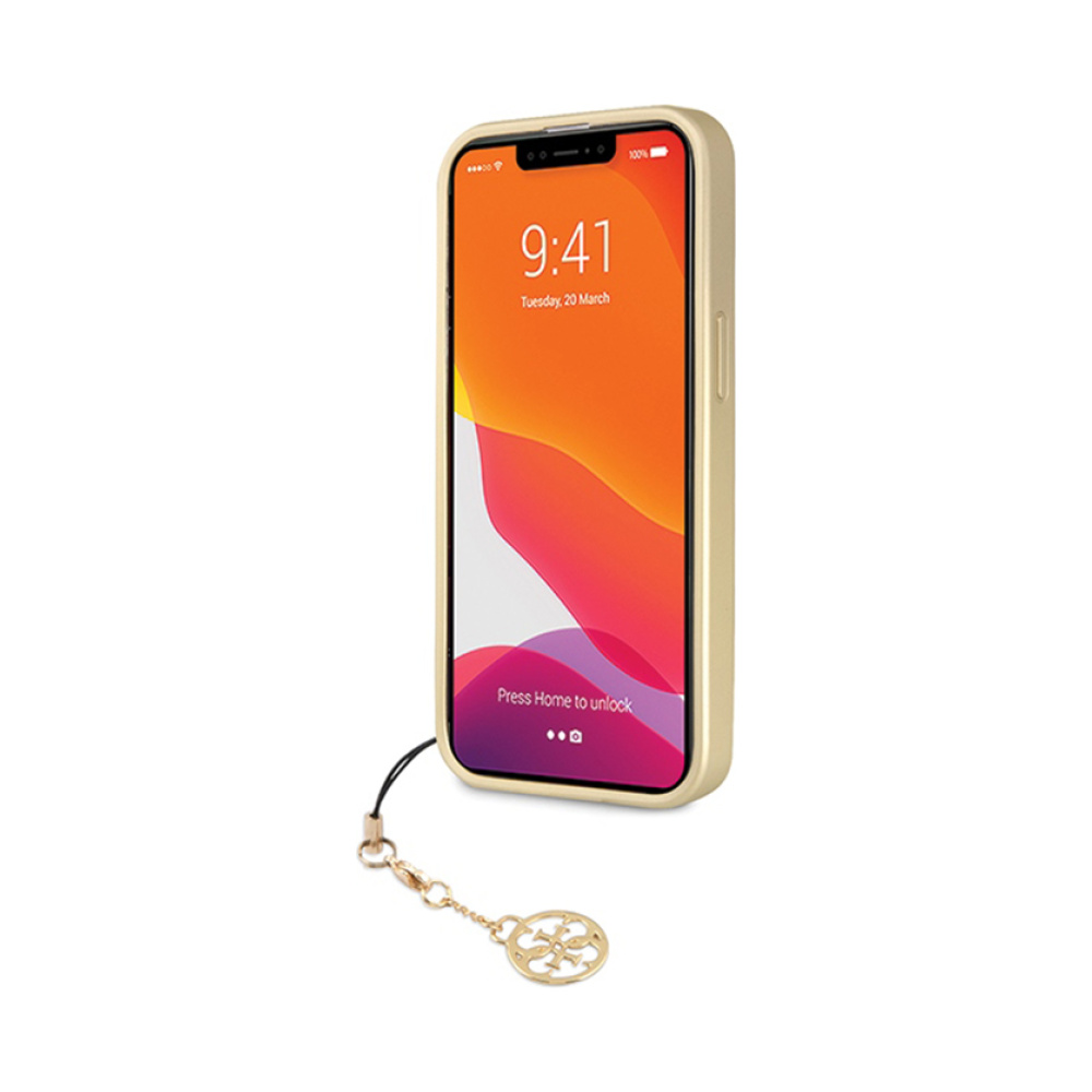 Coque iPhone 14 Pro Guess 4G Charms Collection grise — visuel 5