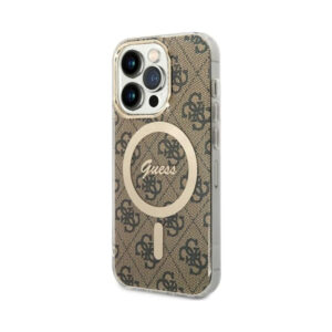 Coque iPhone 14 Pro Guess 4G MagSafe brune