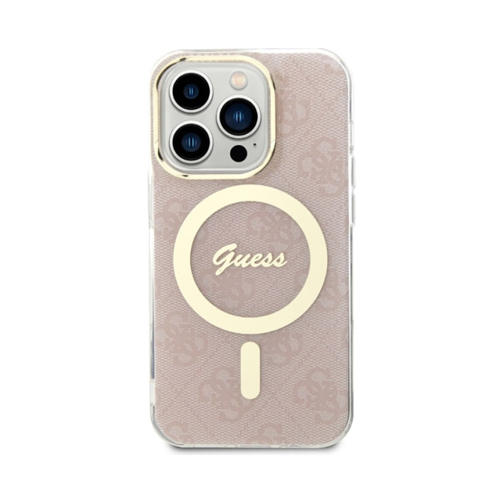 Coque iPhone 14 Pro Guess 4G MagSafe rose — visuel 3