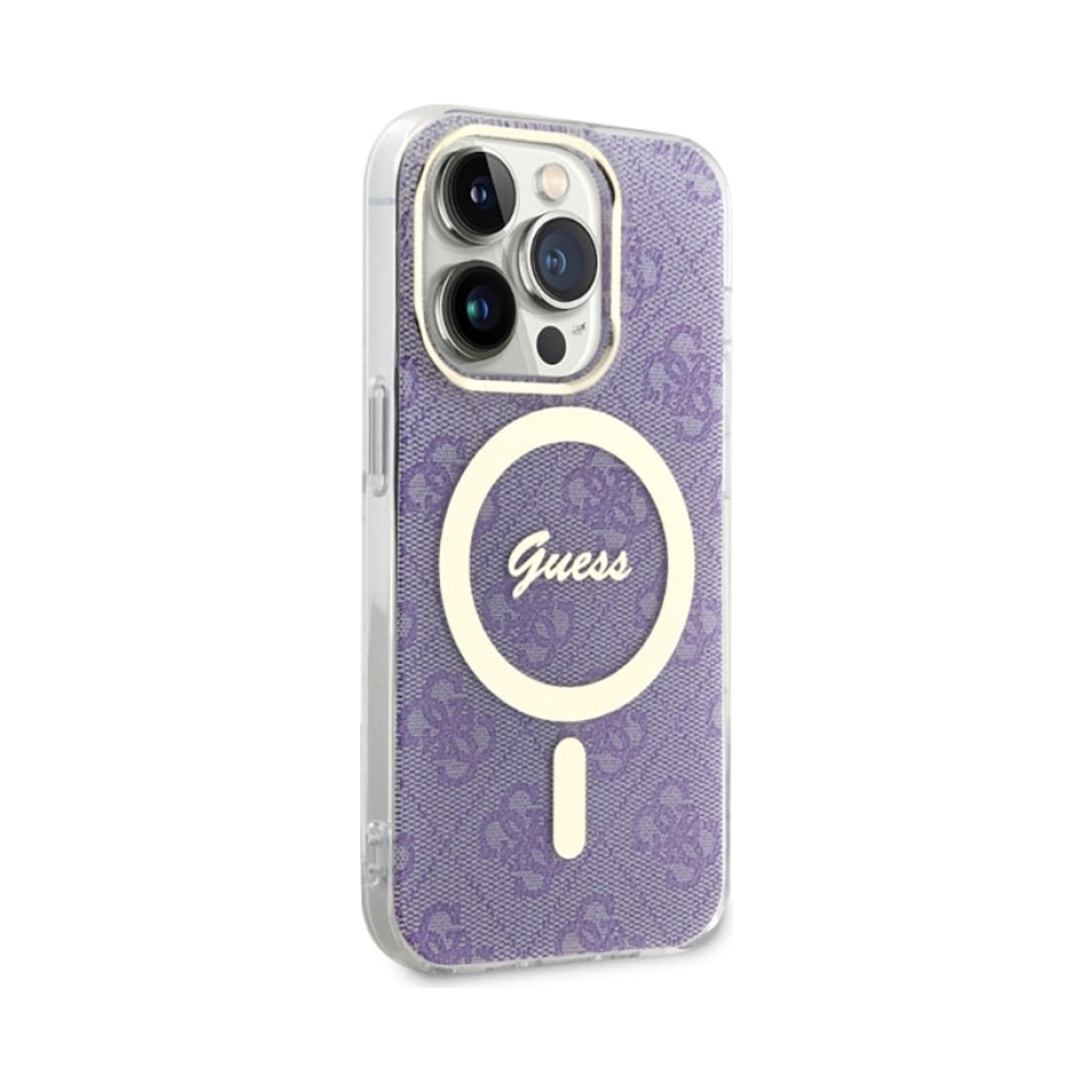 Coque iPhone 14 Pro Guess 4G MagSafe violette — visuel 4