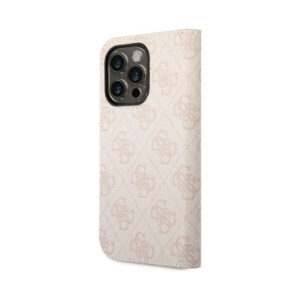 Coque iPhone 14 Pro Guess 4G Metal Camera Outline Booktype Case rose — visuel 2