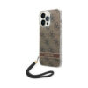 Coque iPhone 14 Pro Guess 4G Print Cord brune