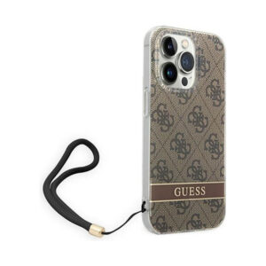 Coque iPhone 14 Pro Guess 4G Print Cord brune — visuel 3