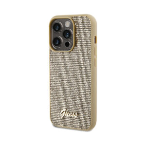 Coque iPhone 14 Pro Guess Disco Metal Script dorée — visuel 2