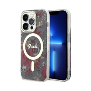Coque iPhone 14 Pro Guess Flower MagSafe verte