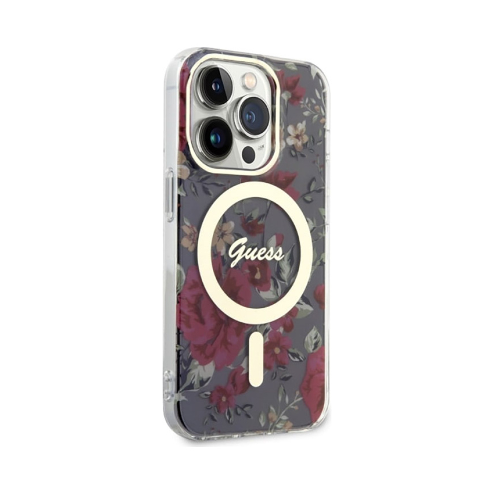 Coque iPhone 14 Pro Guess Flower MagSafe verte — visuel 4