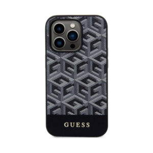 Coque iPhone 14 Pro Guess GCube Stripes MagSafe noire — visuel 3