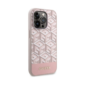 Coque iPhone 14 Pro Guess GCube Stripes MagSafe rose — visuel 4