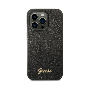 Coque iPhone 14 Pro Guess Glitter Flakes Metal Logo Case noire — visuel 3