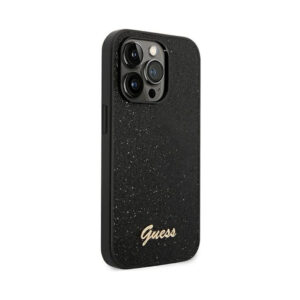 Coque iPhone 14 Pro Guess Glitter Flakes Metal Logo Case noire — visuel 4