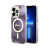 Coque iPhone 14 Pro Guess Golden Marble MagSafe violette