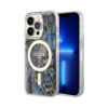 Coque iPhone 14 Pro Guess Leopard MagSafe bleue