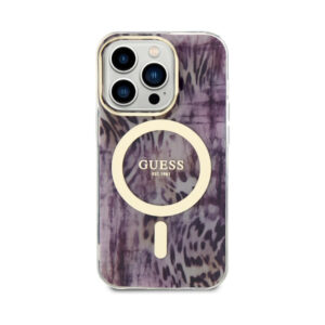Coque iPhone 14 Pro Guess Leopard MagSafe rose — visuel 3