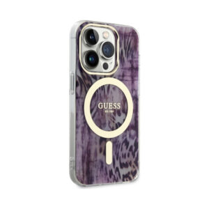 Coque iPhone 14 Pro Guess Leopard MagSafe rose — visuel 4