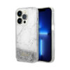Coque iPhone 14 Pro Guess Liquid Glitter Marble blanche