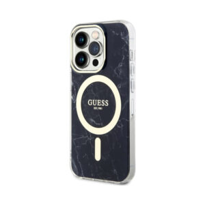 Coque iPhone 14 Pro Guess Marble MagSafe noire — visuel 2