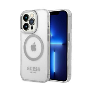 Coque iPhone 14 Pro Guess Metal Outline MagSafe transparente