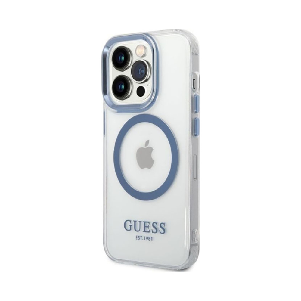 Coque iPhone 14 Pro Guess Metal Outline MagSafe transparente — visuel 2