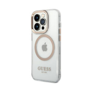 Coque iPhone 14 Pro Guess Metal Outline MagSafe transparente — visuel 2