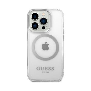 Coque iPhone 14 Pro Guess Metal Outline MagSafe transparente — visuel 3