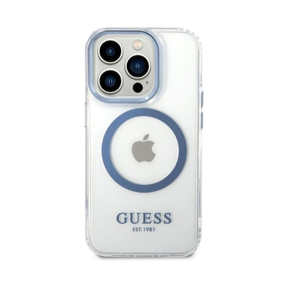 Coque iPhone 14 Pro Guess Metal Outline MagSafe transparente — visuel 3
