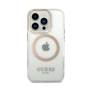 Coque iPhone 14 Pro Guess Metal Outline MagSafe transparente — visuel 3
