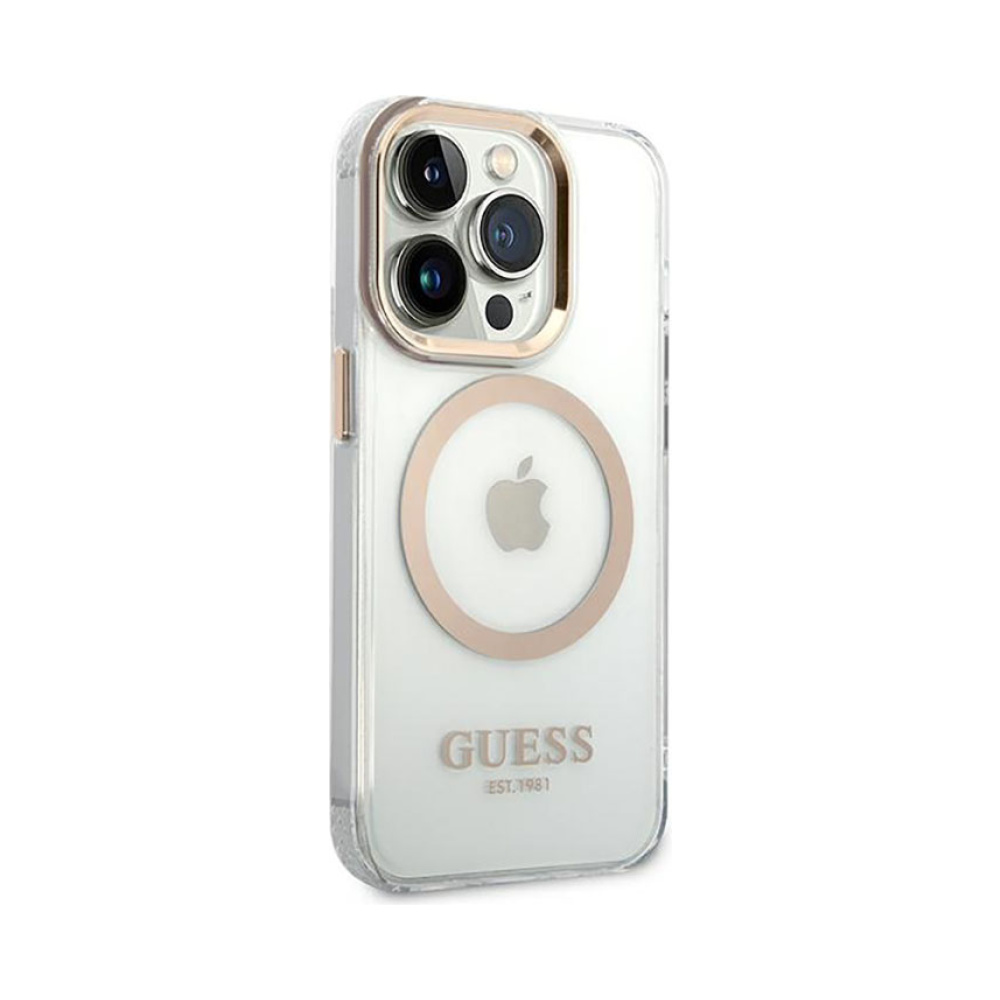 Coque iPhone 14 Pro Guess Metal Outline MagSafe transparente — visuel 4