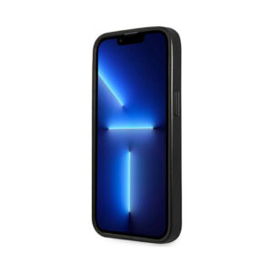 Coque iPhone 14 Pro Guess Saffiano Triangle Logo Case argentée — visuel 5