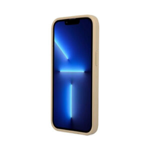 Coque iPhone 14 Pro Guess Saffiano Triangle Logo Case beige — visuel 5