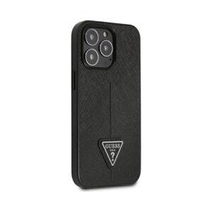 Coque iPhone 14 Pro Guess Saffiano Triangle Logo Case noire — visuel 4