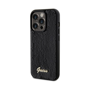 Coque iPhone 14 Pro Guess Sequin Script Metal noire — visuel 2