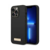 Coque iPhone 14 Pro Guess Silicone Logo Plate MagSafe noire