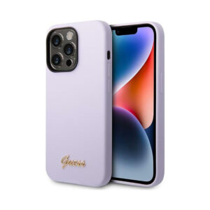 Coque iPhone 14 Pro Guess Silicone Vintage violette