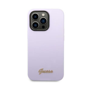 Coque iPhone 14 Pro Guess Silicone Vintage violette — visuel 3