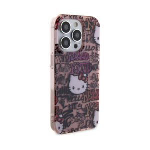 Coque iPhone 14 Pro Hello Kitty IML Tags Graffiti rose — visuel 4