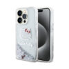 Coque iPhone 14 Pro Hello Kitty Liquid Glitter Charms Kitty Head argentée