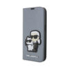 Coque iPhone 14 Pro Karl Lagerfeld Booktype NFT Saffiano Karl & Choupette argentée