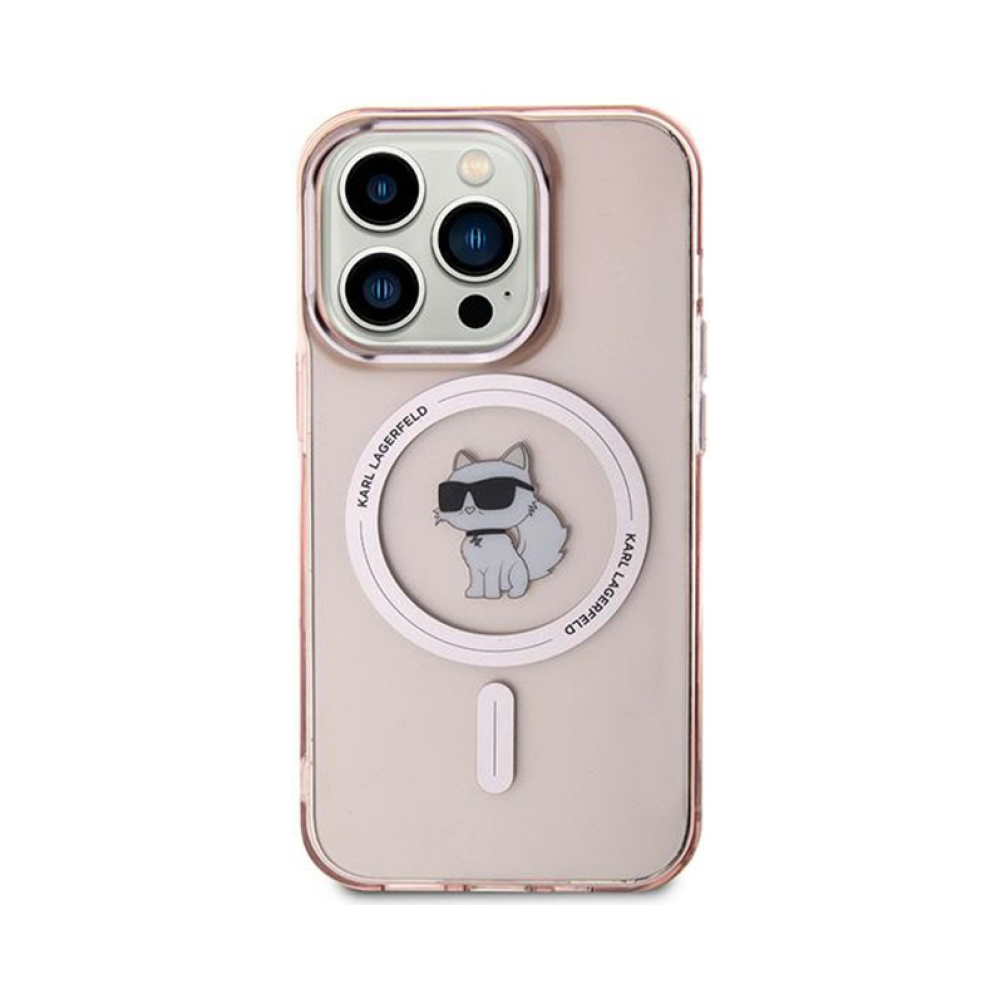Coque iPhone 14 Pro Karl Lagerfeld IML Choupette MagSafe rose — visuel 3