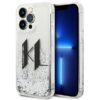 Coque iPhone 14 Pro Karl Lagerfeld Liquid Glitter Big Logo Case argentée
