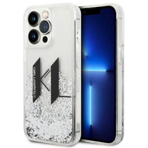 Coque iPhone 14 Pro Karl Lagerfeld Liquid Glitter Big Logo Case argentée