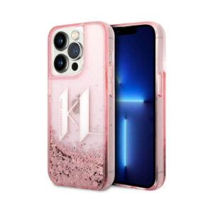 Coque iPhone 14 Pro Karl Lagerfeld Liquid Glitter Big Logo Case rose