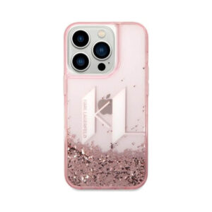 Coque iPhone 14 Pro Karl Lagerfeld Liquid Glitter Big Logo Case rose — visuel 3