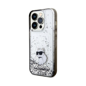Coque iPhone 14 Pro Karl Lagerfeld Liquid Glitter Choupette transparente — visuel 2
