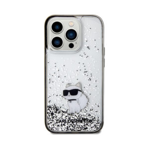 Coque iPhone 14 Pro Karl Lagerfeld Liquid Glitter Choupette transparente — visuel 3