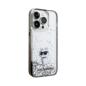 Coque iPhone 14 Pro Karl Lagerfeld Liquid Glitter Choupette transparente — visuel 4