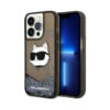 Coque iPhone 14 Pro Karl Lagerfeld Liquid Glitter NFT Choupette Head noire