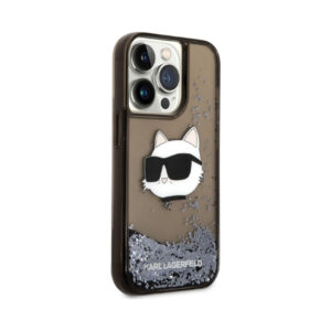 Coque iPhone 14 Pro Karl Lagerfeld Liquid Glitter NFT Choupette Head noire — visuel 4